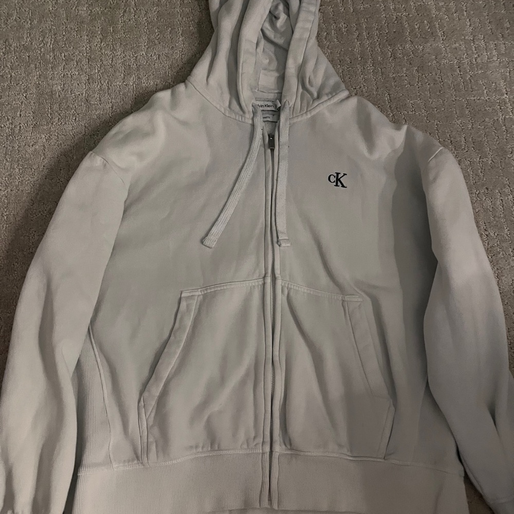Calvin Klein Soft Gray Zip-Up Hoodie
